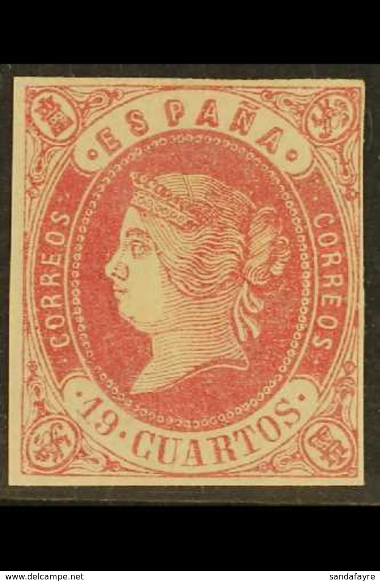 1862  19c Carmine On Lilac Isabella, Imperf, SG 72 Or Michel 52, Very Fine Unused Without Gum, Four Margins, Expertised  - Andere & Zonder Classificatie