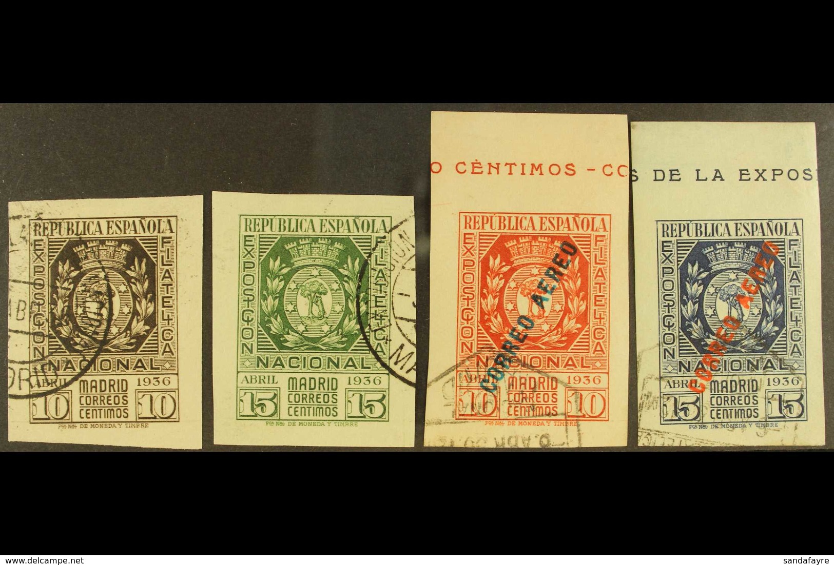 1936  First National Philatelic Exhibition Both Imperf Postage And Air Sets, SG 817/818 And 819/820, Very Fine Used. (4  - Andere & Zonder Classificatie