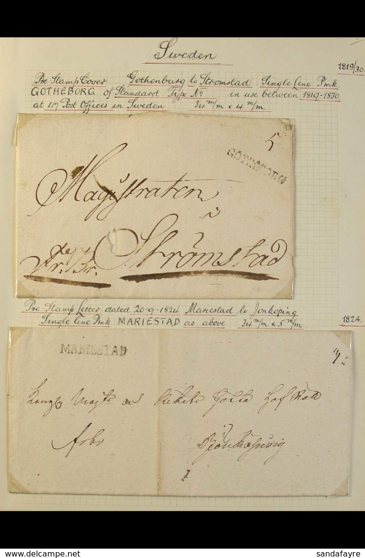 1819-1864 PRE STAMP COVERS COLLECTION  A Most Interesting Collection Of Covers & E/L's Bearing A Variety Of Cachets, Han - Andere & Zonder Classificatie