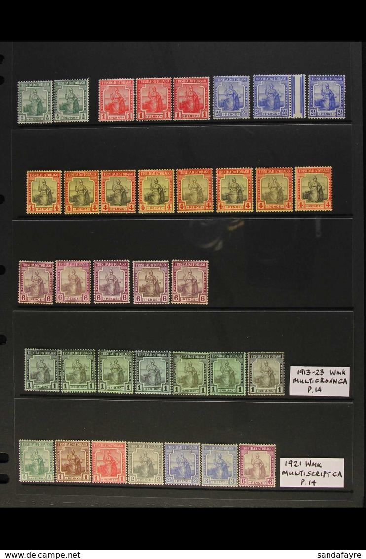 1913- 23 BRITANNIAS  Presented On A Stock Card A 1913-23 Mint Collection To 1s, SG 149-154, With A Selection Of Shades A - Trinité & Tobago (...-1961)