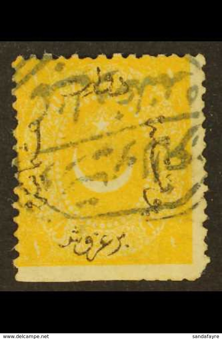 1868-70  1pi Yellow Perf 13¼ PRINTED BOTH SIDES, NO OVERPRINT AT BACK Variety (SG 37c, Isfila 48 BE059, Michel 15 A Var) - Sonstige & Ohne Zuordnung