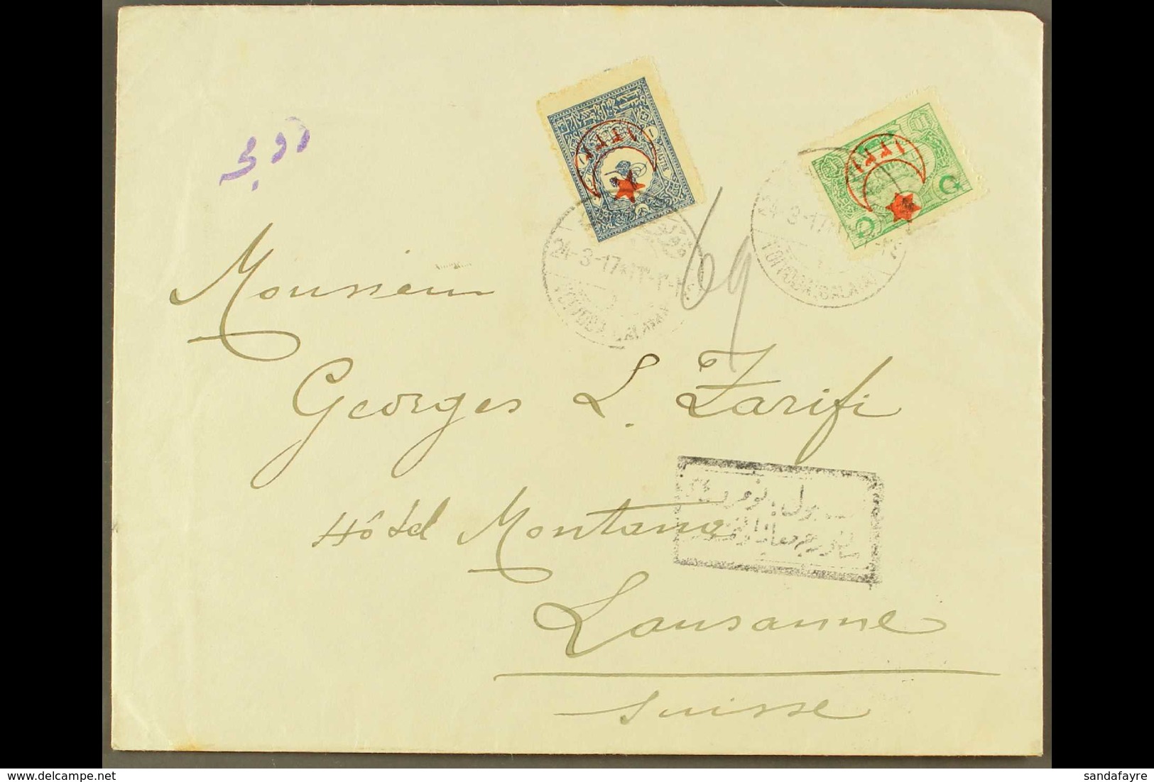 1917  An Interesting Group Of Covers Addressed To Switzerland, Bearing Various Star & Crescent (and On Ox Head) Overprin - Andere & Zonder Classificatie