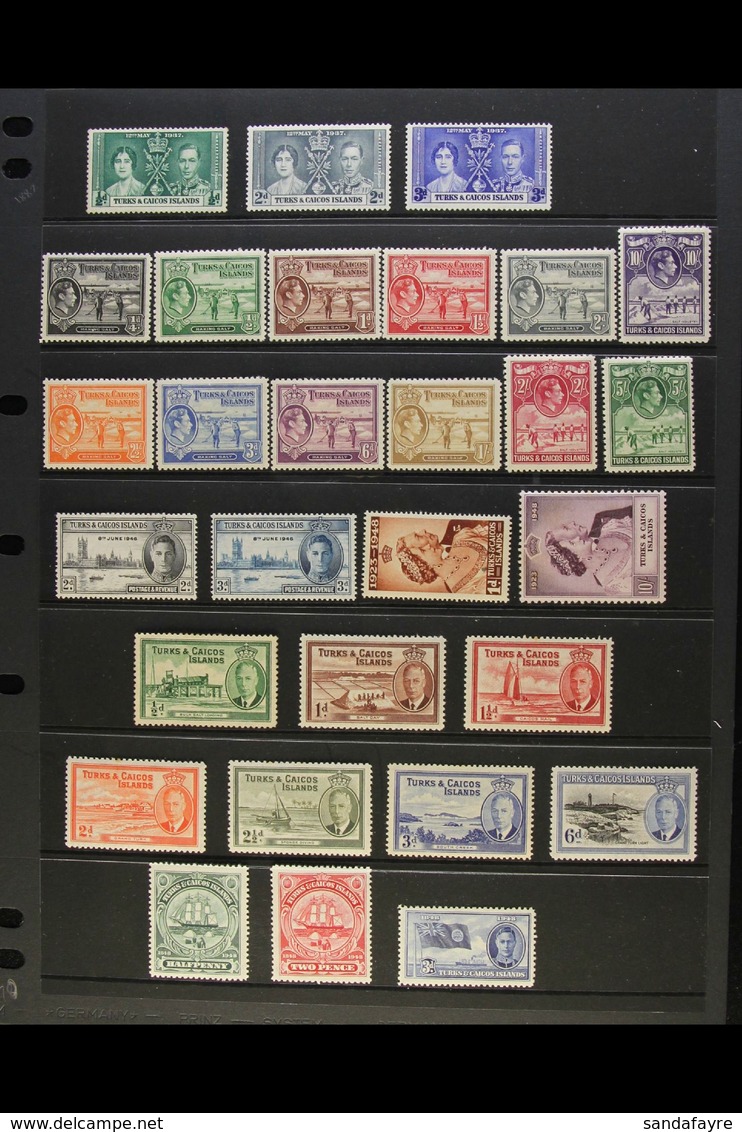 1937-50  King George VI All Different Mint Collection, Includes 1938-45 Defins To 10s, 1948 RSW Set, Etc. (29 Stamps) Fo - Turcas Y Caicos