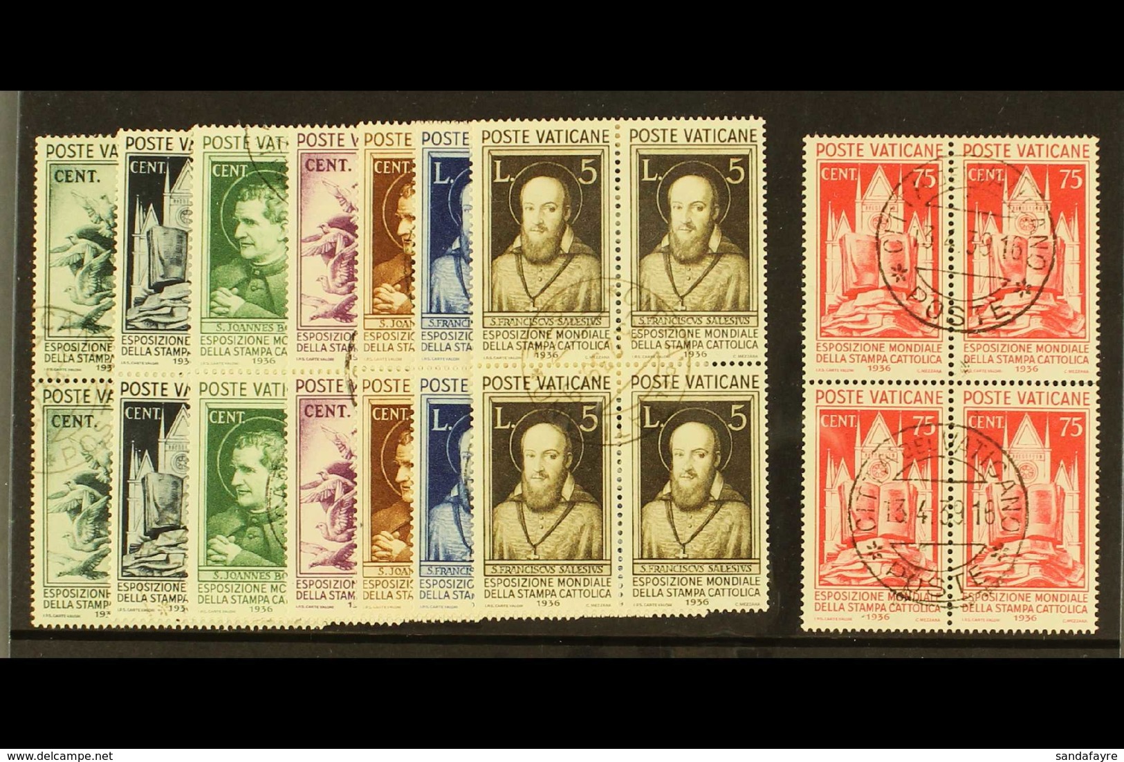 1936  Catholic Press Complete Set In BLOCKS OF FOUR, Mi 51/8, Very Fine Used (8 Blocks / 32 Stamps). For More Images, Pl - Autres & Non Classés
