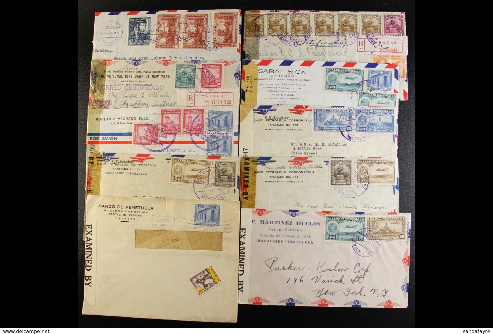 1940-45 CENSORED COVERS COLLECTION  An Assembly Of WW2 Commercial Covers, Mostly Addressed To The United States, Includi - Venezuela