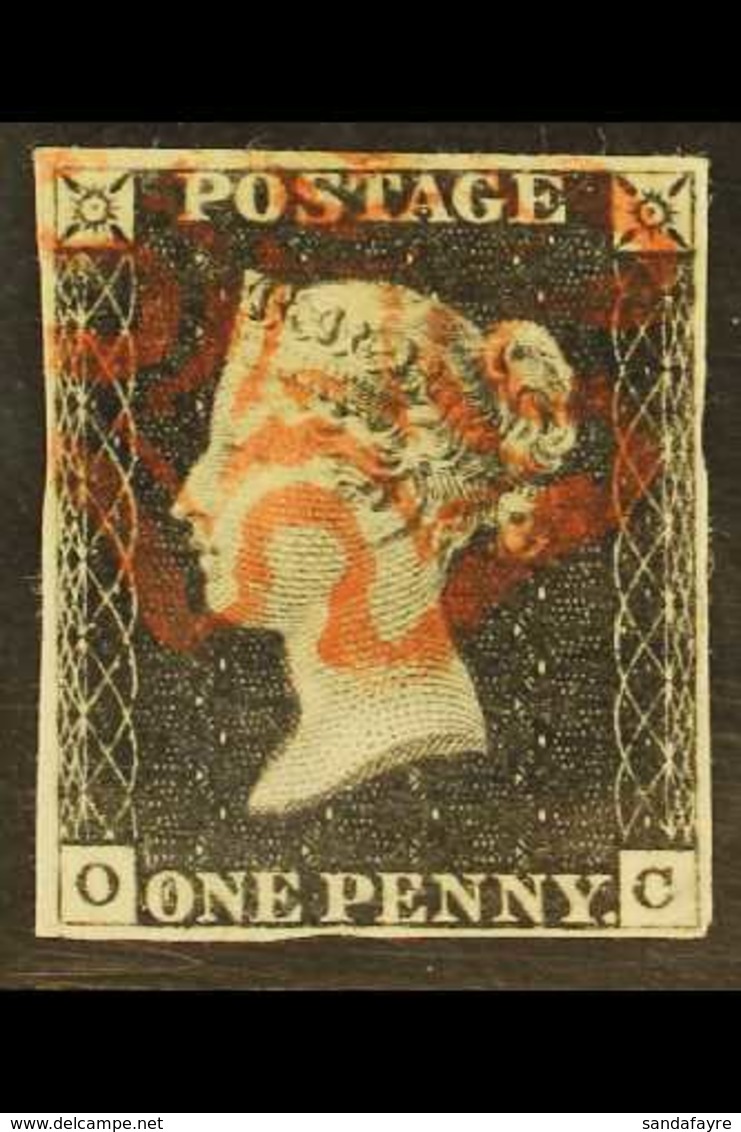1840  1d Black 'OC' Plate 1b, SG 2, Used With 4 Margins & Bright Red MC Cancellation. For More Images, Please Visit Http - Zonder Classificatie
