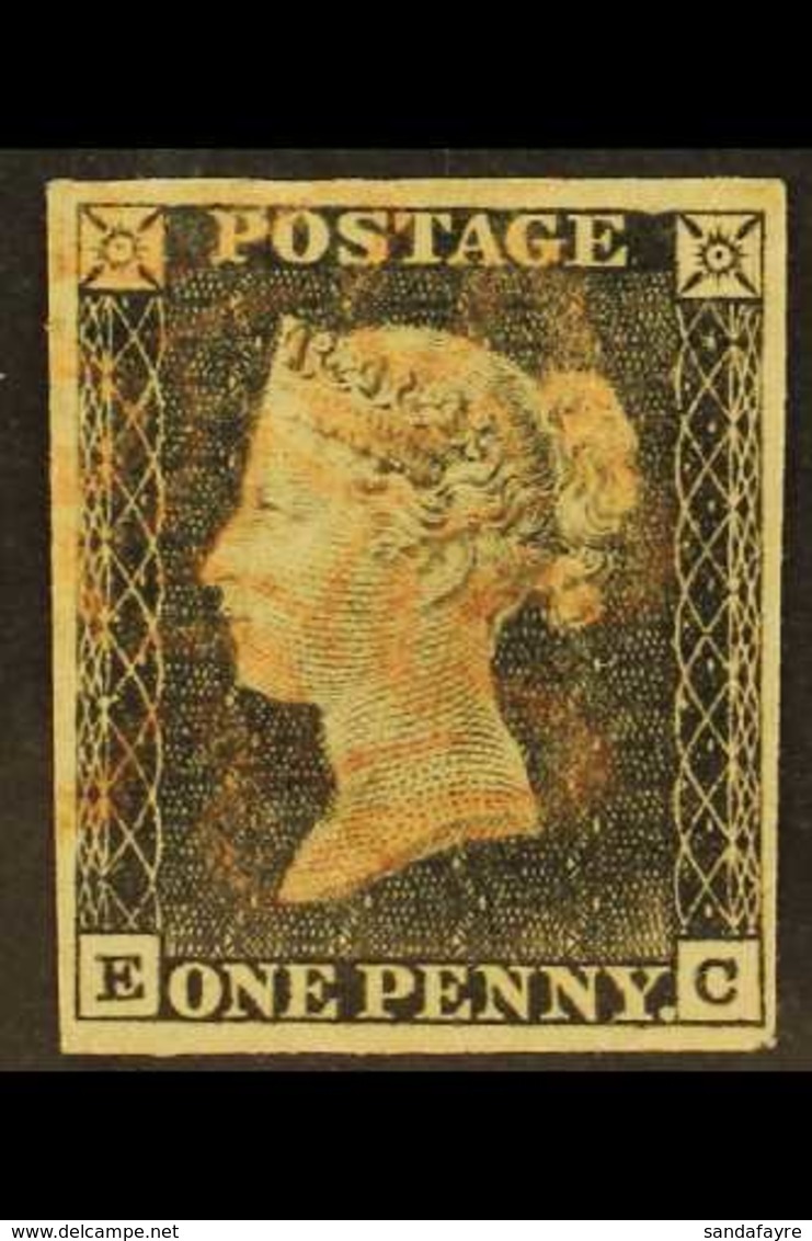 1840  1d Grey- Black 'EC' Plate 1a, SG 3, Used With 4 Margins & Bright Orange-red MC Cancellation. For More Images, Plea - Non Classés