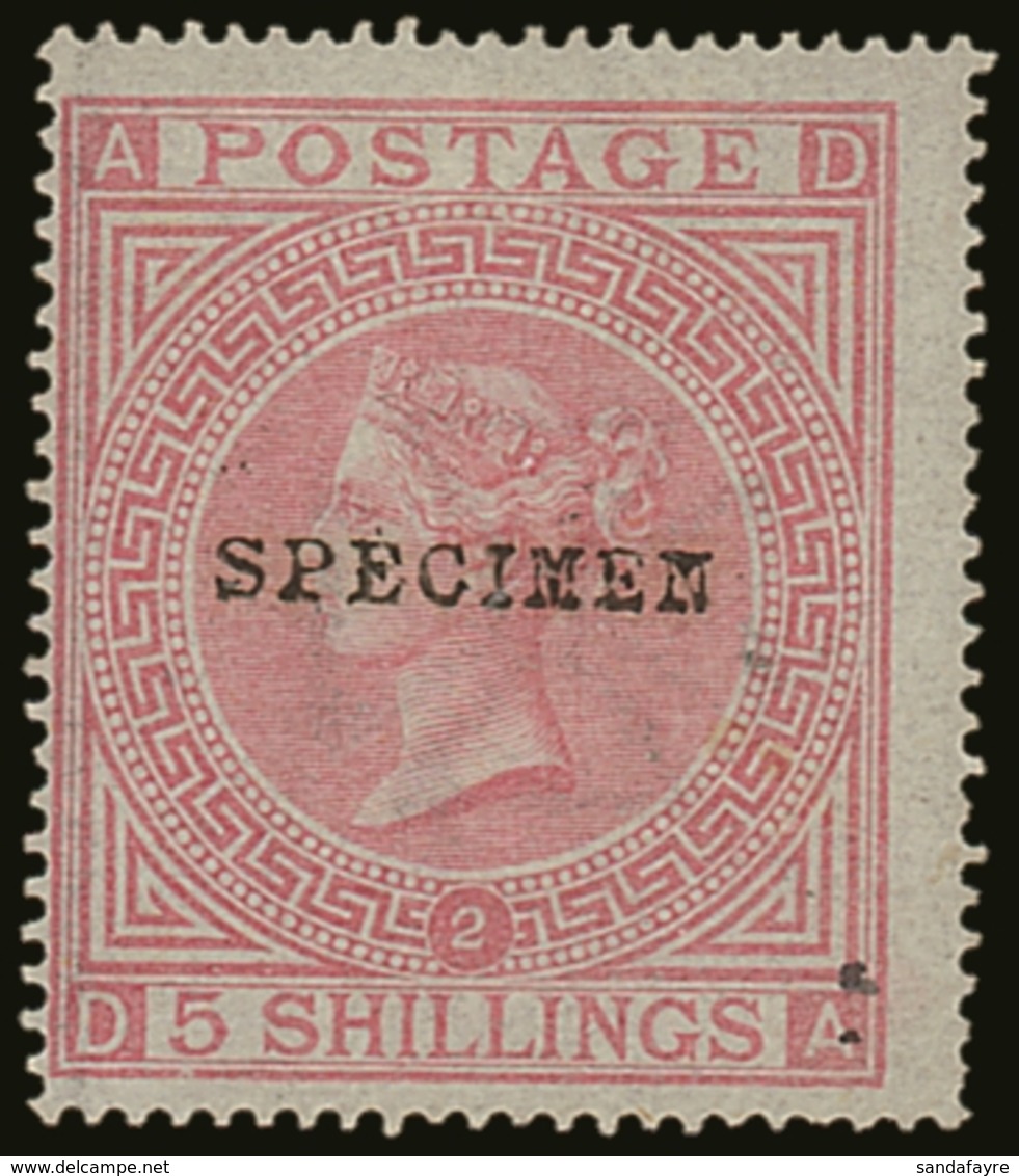 1867  5s Pale Rose With "SPECIMEN" Overprint, SG 127s, Fine Lightly Hinged Mint. Scarce And Attractive, Cat From £1000.  - Andere & Zonder Classificatie