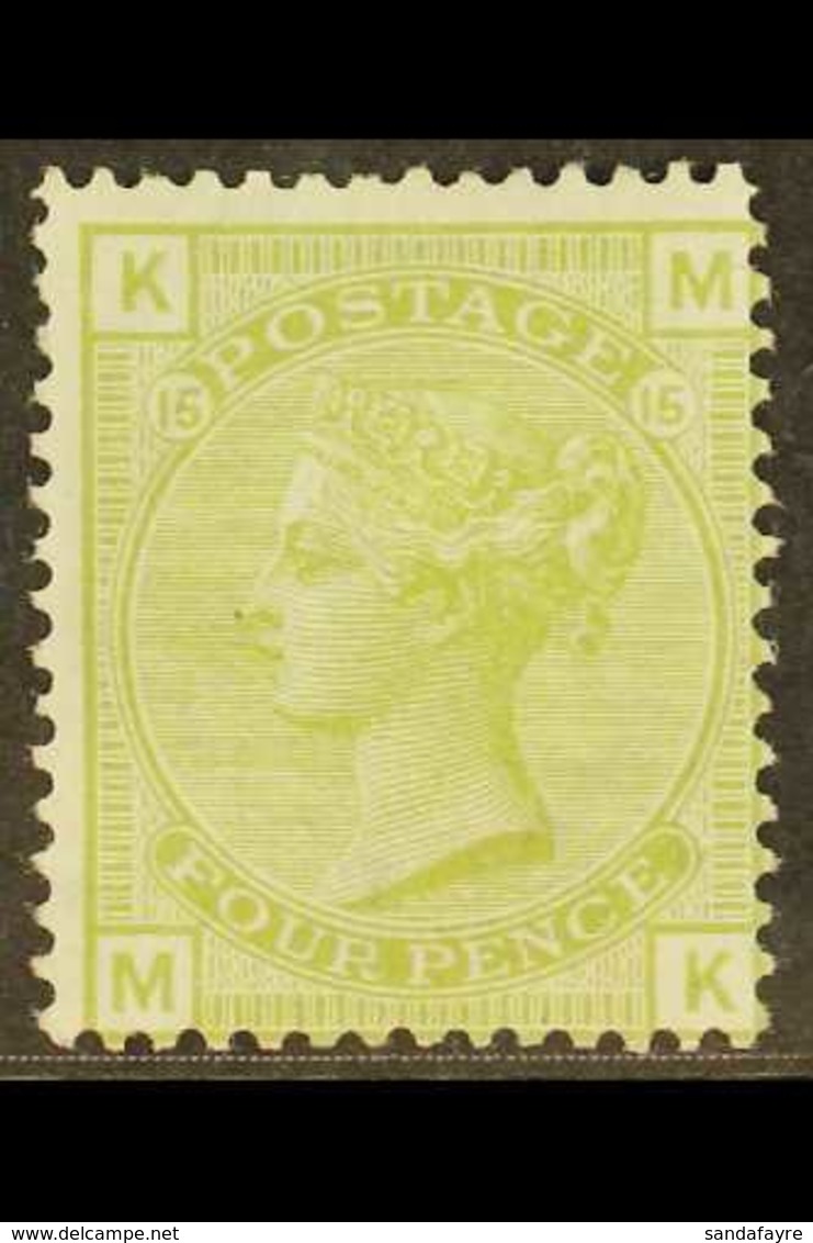 1877  4d Sage-green Plate 15, Wmk Large Garter, SG 153, Fresh Mint With Large Part Og, Great Colour & Full Perfs. Cat £1 - Andere & Zonder Classificatie