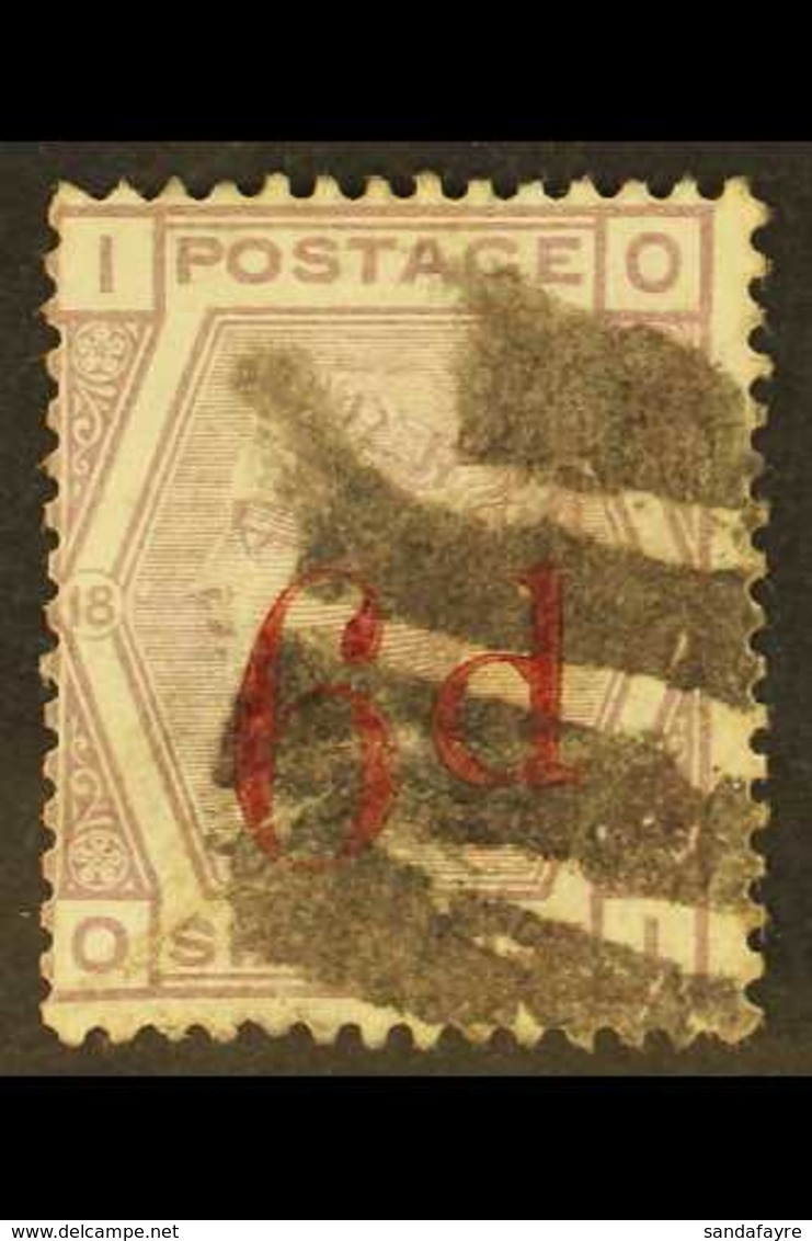 1880-83 VARIETY  6d On 6d Plate 18, SLANTING DOTS Variety, SG 162a, Used With Light Wrinkles. Cat £450 For More Images,  - Andere & Zonder Classificatie
