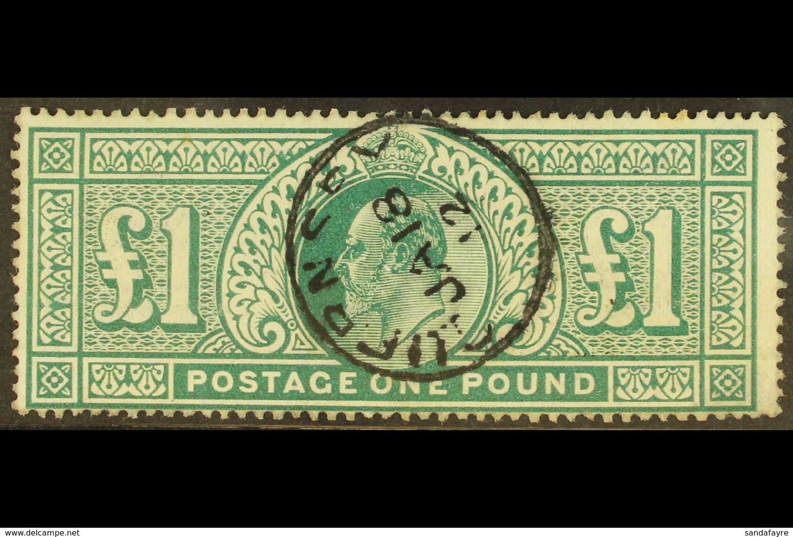 1902  £1 Dull Blue Green, SG 266, Cds Used (Guernsey Jan 18th 1912), Good Colour, Small Faults For More Images, Please V - Sin Clasificación