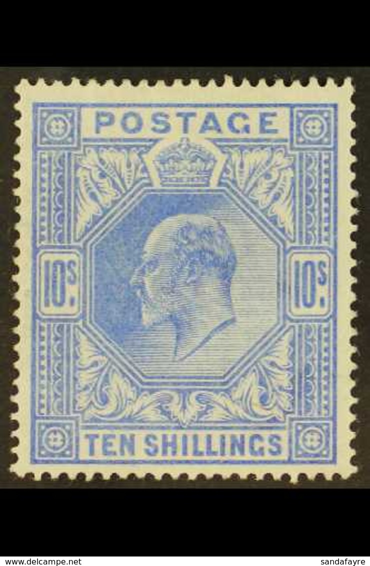1902  10s Ultramarine De La Rue, SG 265, Lightly Hinged Mint With Feint Natural Vertical Bend. Fresh & Attractive. For M - Unclassified
