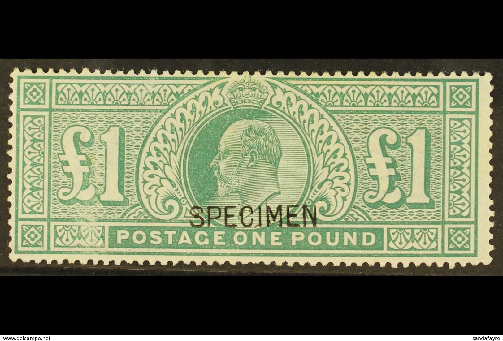 1902-10  £1 Dull Blue Green Opt'd With A Type 16 "SPECIMEN" Overprint, Lightly Hinged Mint For More Images, Please Visit - Non Classés