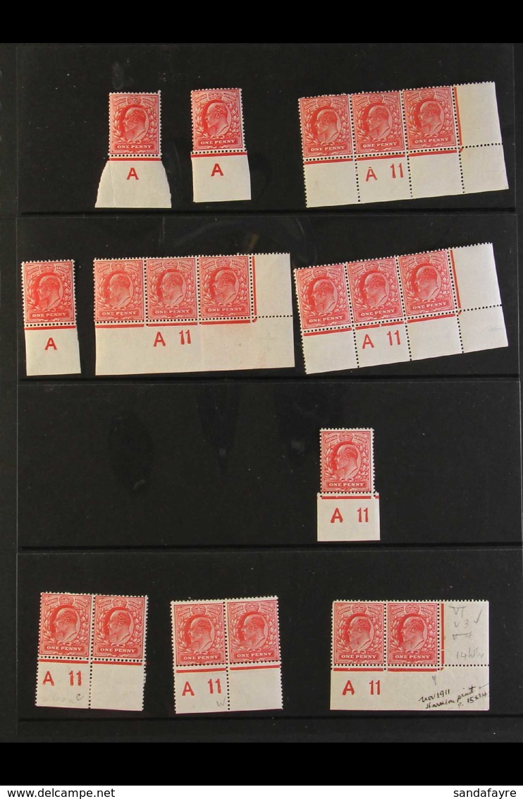 1902-11  1d Red CONTROL NUMBERS. A Collection Of Mint Singles, Pairs & Corner Strips 3 With Marginal Controls From A To  - Zonder Classificatie