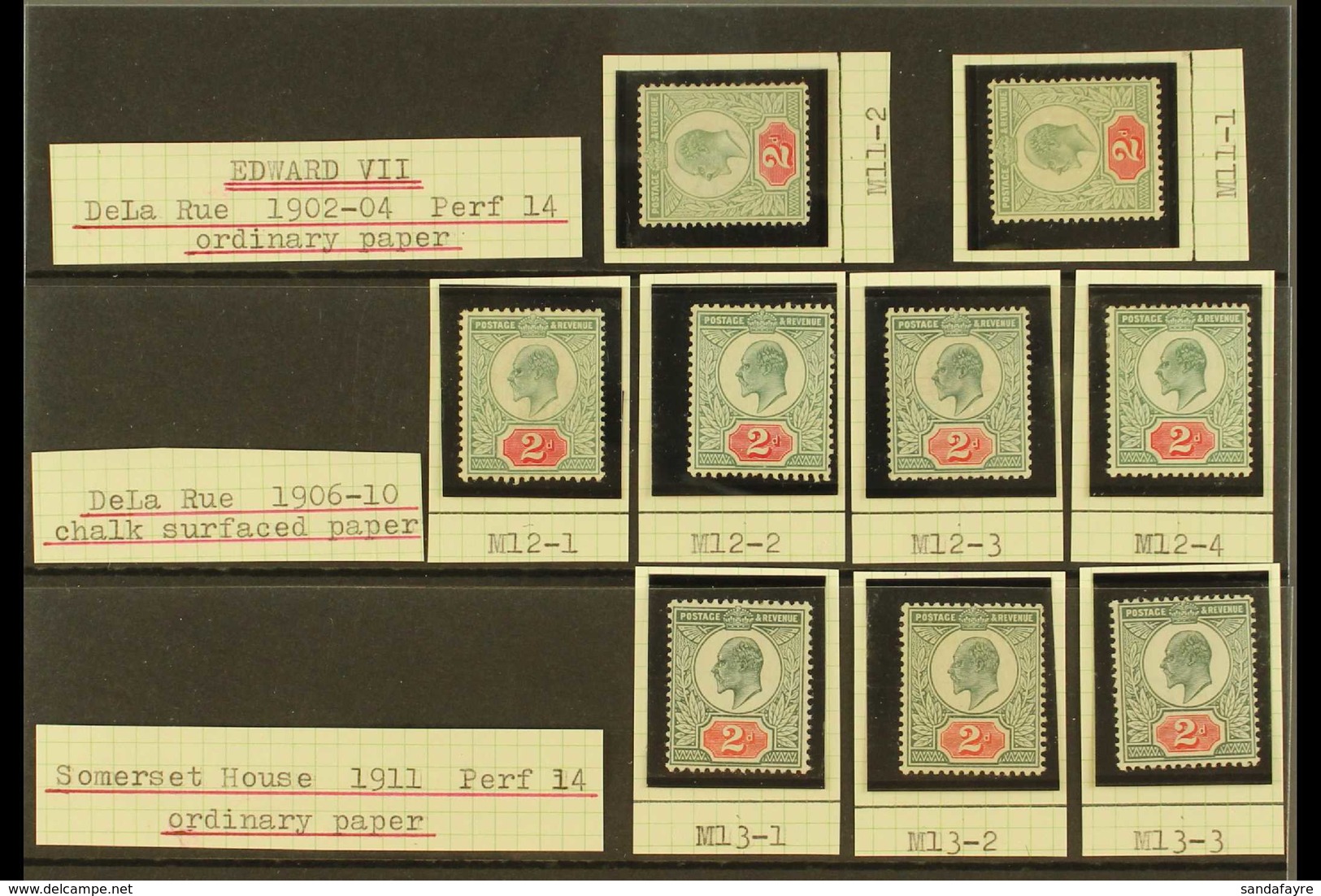1902-1911 2d FINE MINT SHADES.  Fine Mint Selection Of Identified Shades On A Stock Card, Inc 1902-10 2d De La Rue Print - Sin Clasificación