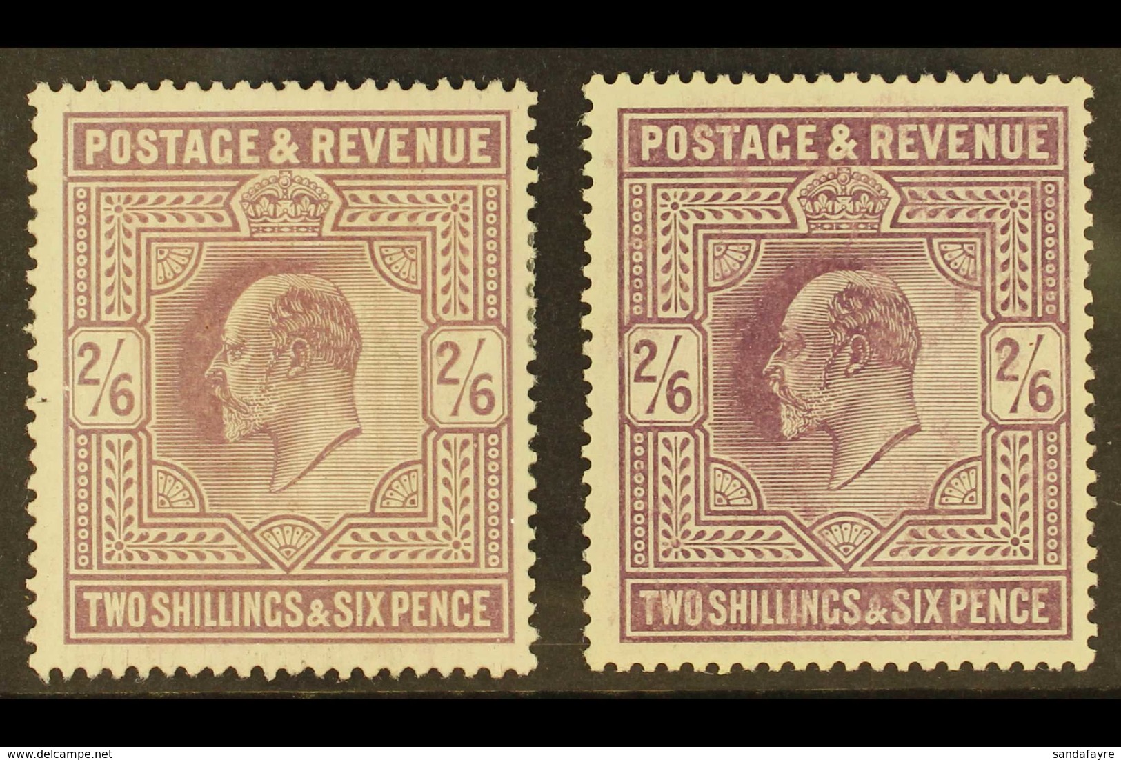 1905-10  2s6d Perf 14, De La Rue Printing On Chalk Surfaced Paper, SG 261, Two Different Specialised Shades (pale Dull P - Non Classés