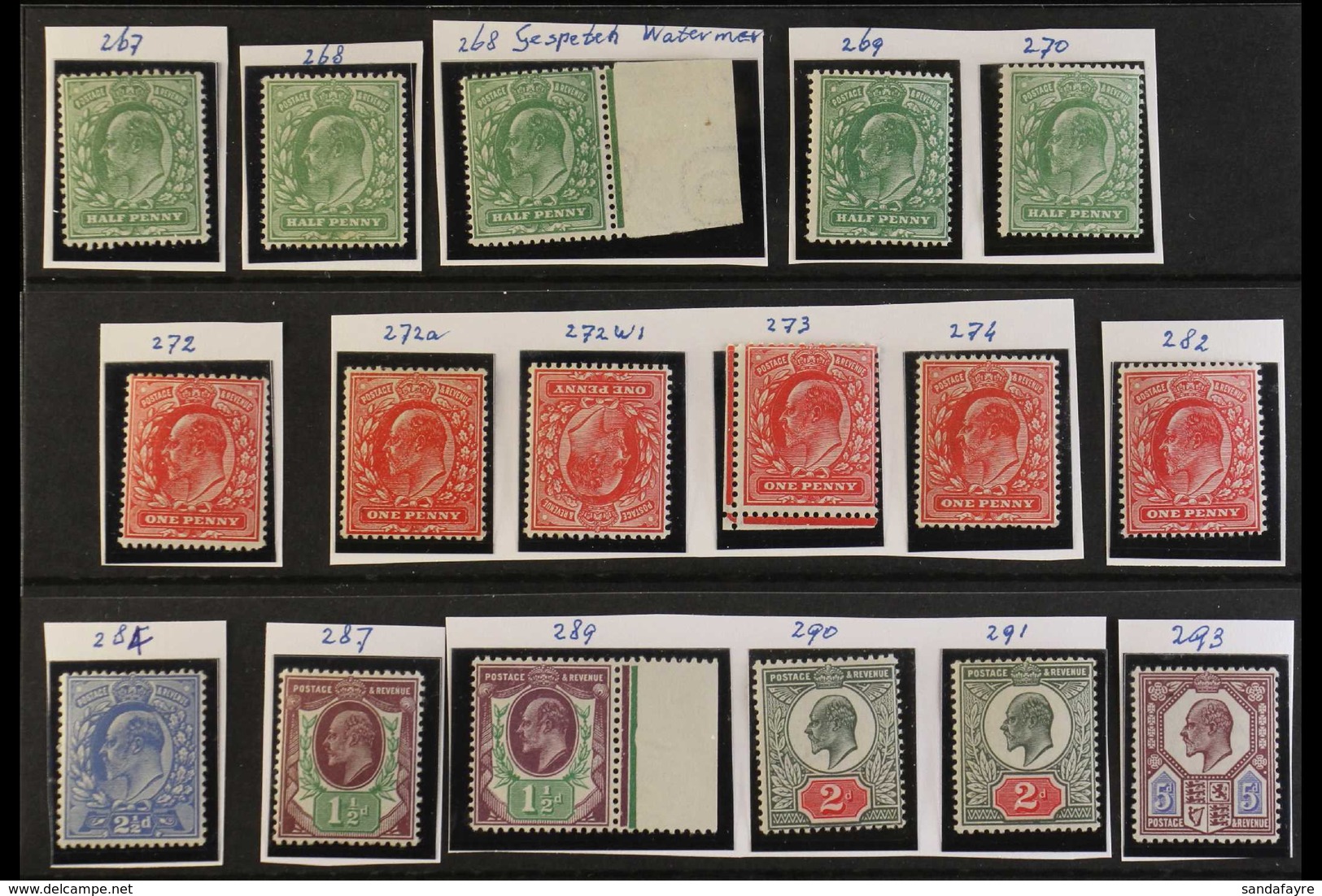 1910-1913 KEVII NEVER HINGED MINT SELECTION  Presented On A Stock Card, ALL DIFFERENT & Includes A Selection Of Values T - Non Classés