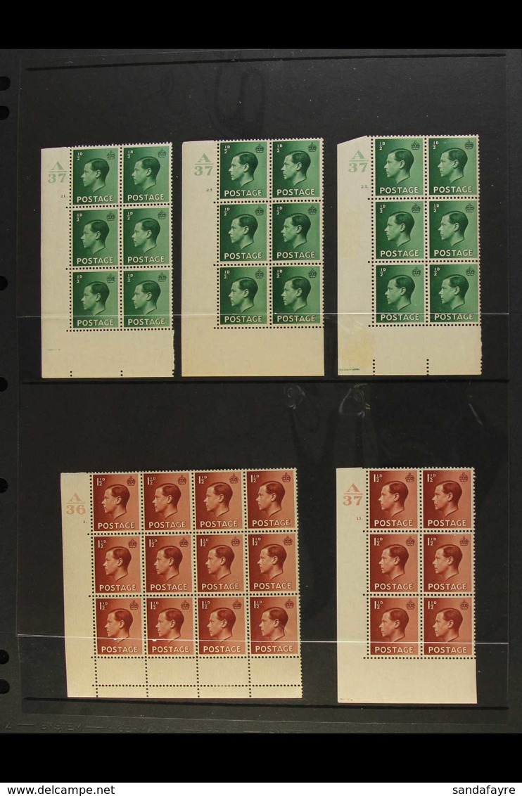 CONTROL AND CYLINDER BLOCK COLLECTION  1936-37 Fine Mint Or Never Hinged Mint Collection Of Cylinder Blocks Of Six (or L - Sin Clasificación