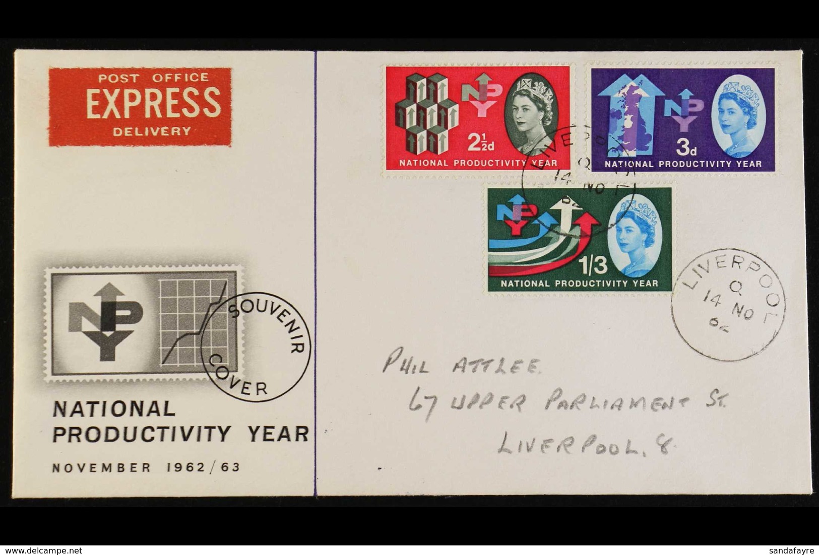 1962  (14 Nov) National Productivity Year Phosphor Set Complete Cancelled Liverpool Cds's On Illustrated FDC, Light Penc - FDC