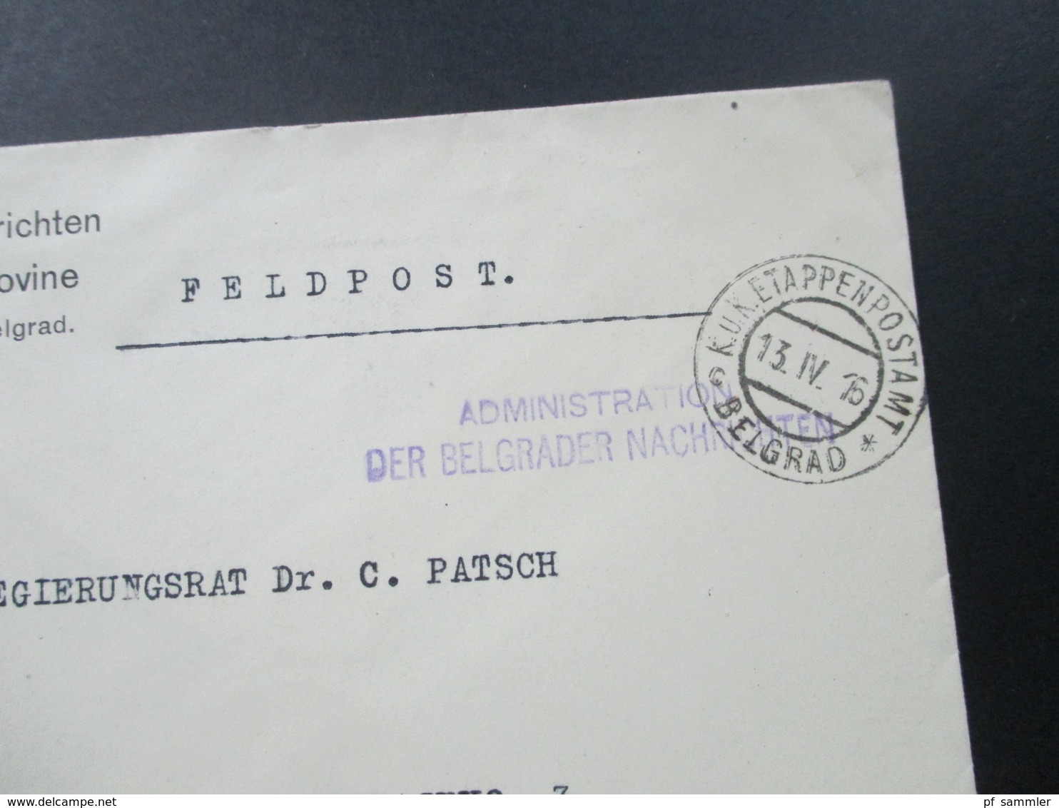 Österreich / Bosnien 1916 Belgrader Nachrichten. KuK Etappenpostamt Belgrad. Administration Der Belgrader Nachrichten - Bosnia And Herzegovina