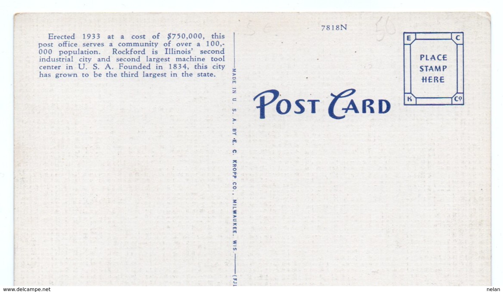 POST OFFICE-ROCKFORD-ILL--60-NON VIAGGIATA - Rockford