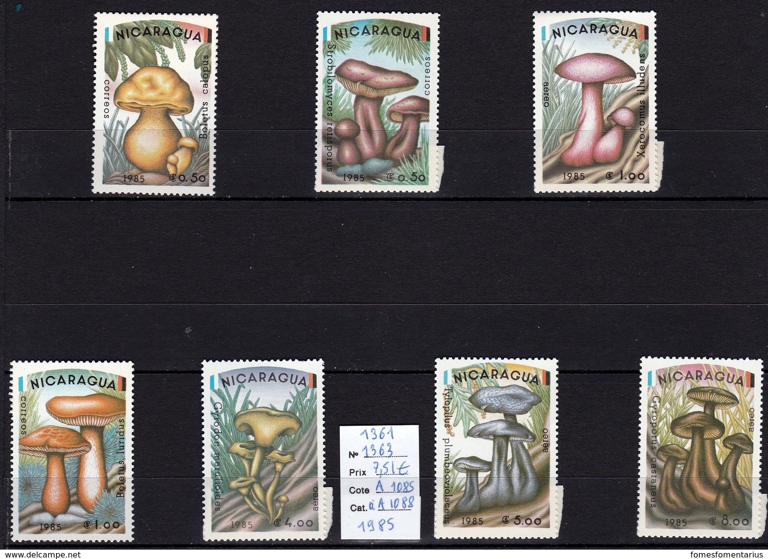 7 Valeurs Neuves ** Du Nicaragua 1985 Champignon - Champignons