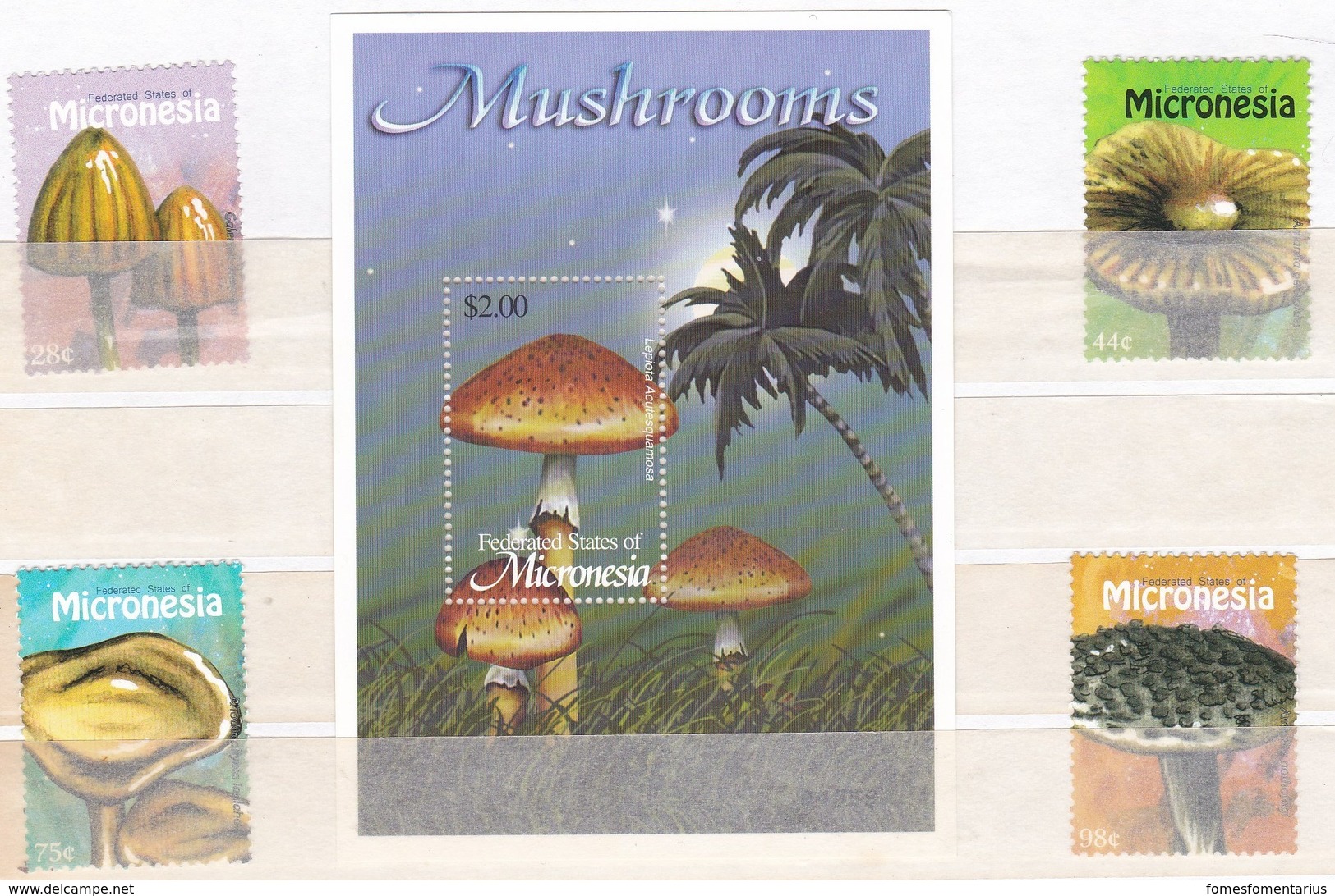 4 Valeurs Neuves ** Et 1 Feuillet ** De Micronésie Champignons Mushroom Setas Pilze - Champignons