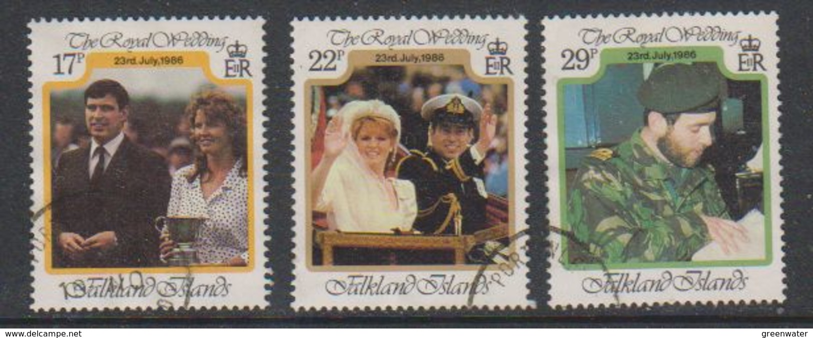 Falkland Islands 1986 Royal Wedding 3v Used (38844F) - Falklandeilanden