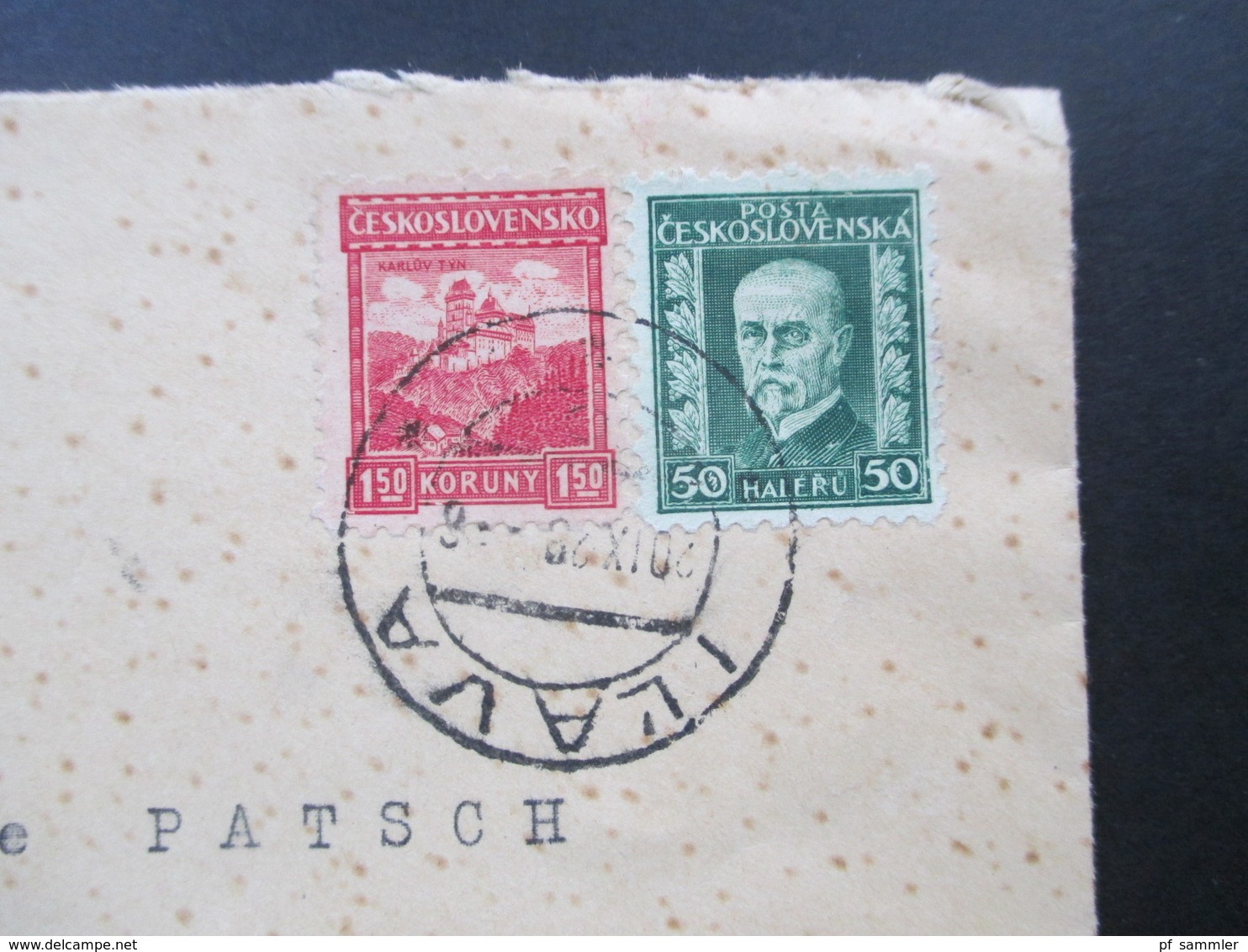 Tschechoslowakei 1928 MiF Mit Rückseitigem Papiersiegel Zinkfarbenfabriken In Peterswald Und Koseca CSR - Lettres & Documents