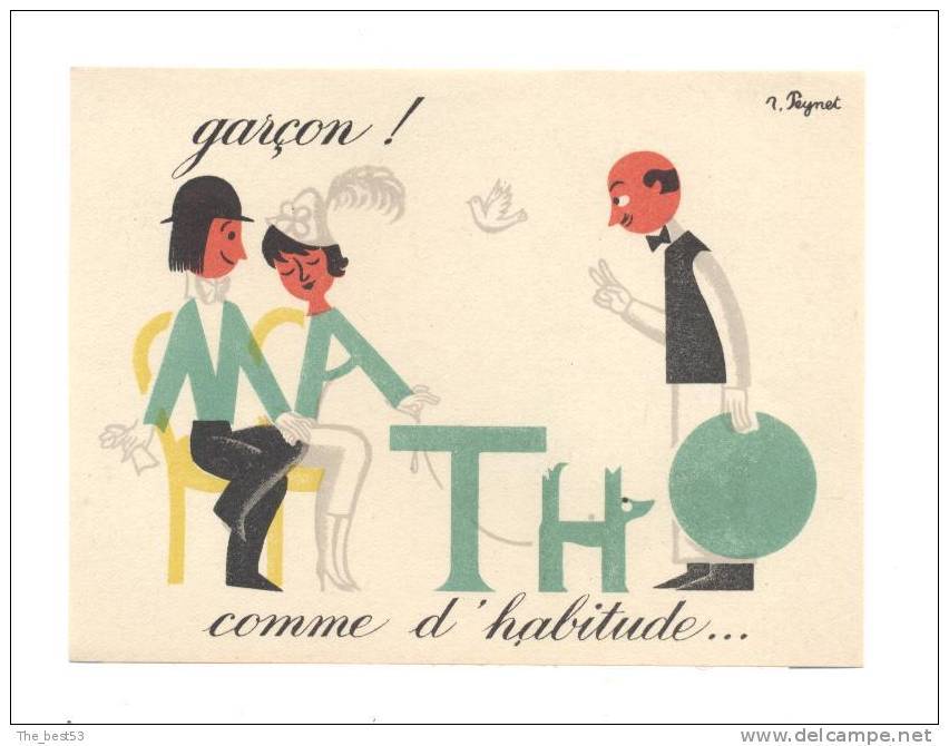 Etiquette De Vin  - Garçon 1 MATHO Comme D'habitude - Thème Garçon De Café, Amoureux  - Illustrateur Peynet - Autres & Non Classés