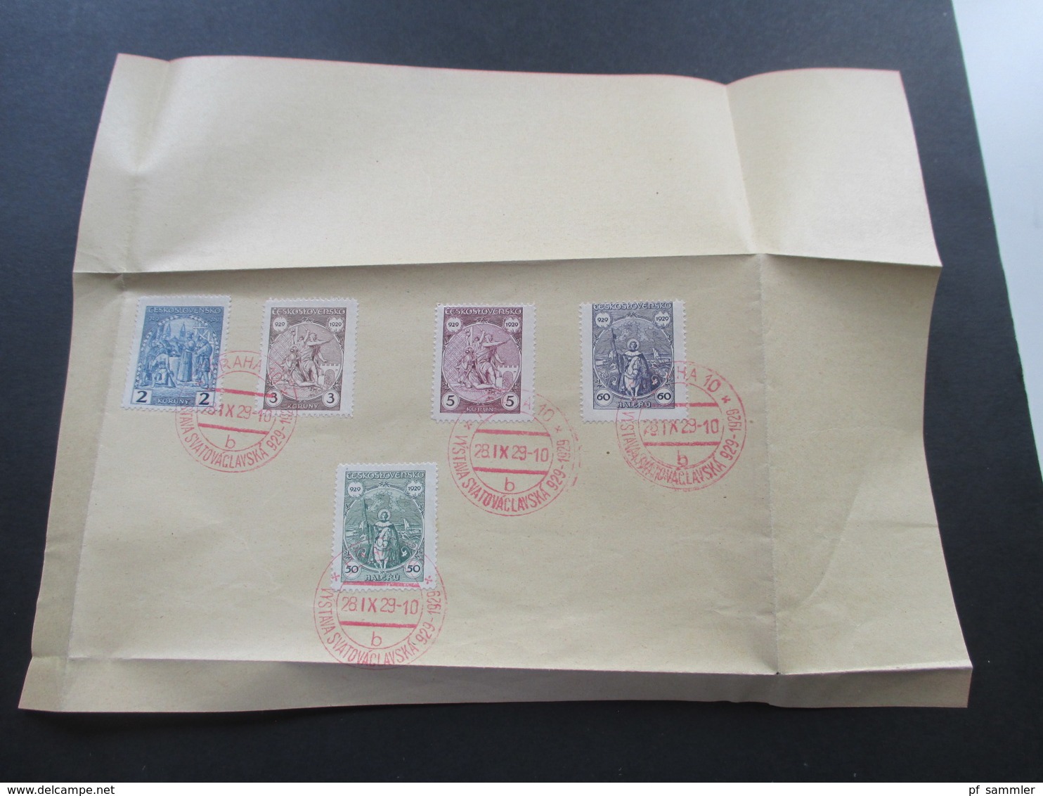 Tschechoslowakei 1929 Roter Sonderstempel Praha 10 Satz Nr. 283 - 287 Auf Einem Telegramm!! - Brieven En Documenten