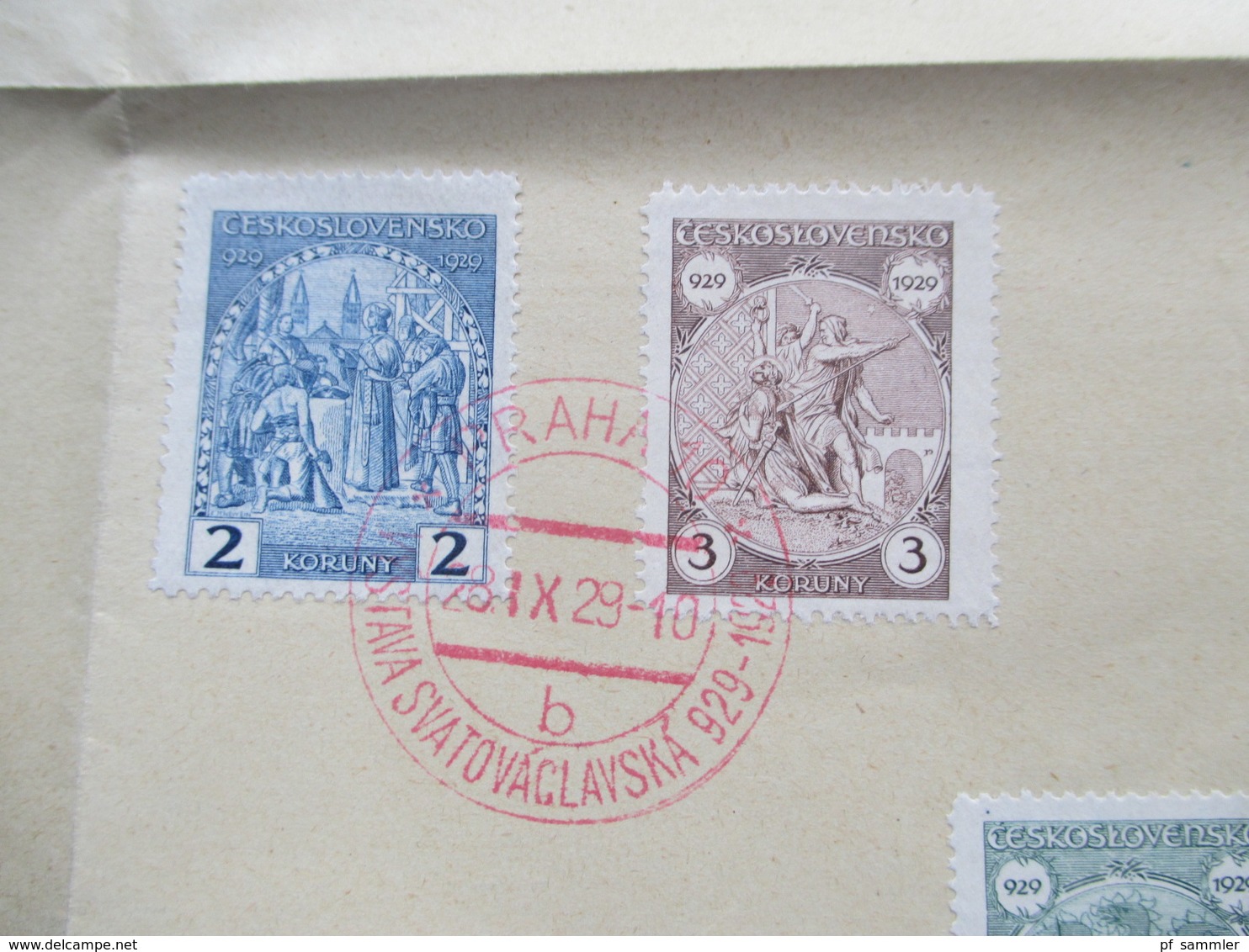 Tschechoslowakei 1929 Roter Sonderstempel Praha 10 Satz Nr. 283 - 287 Auf Einem Telegramm!! - Lettres & Documents