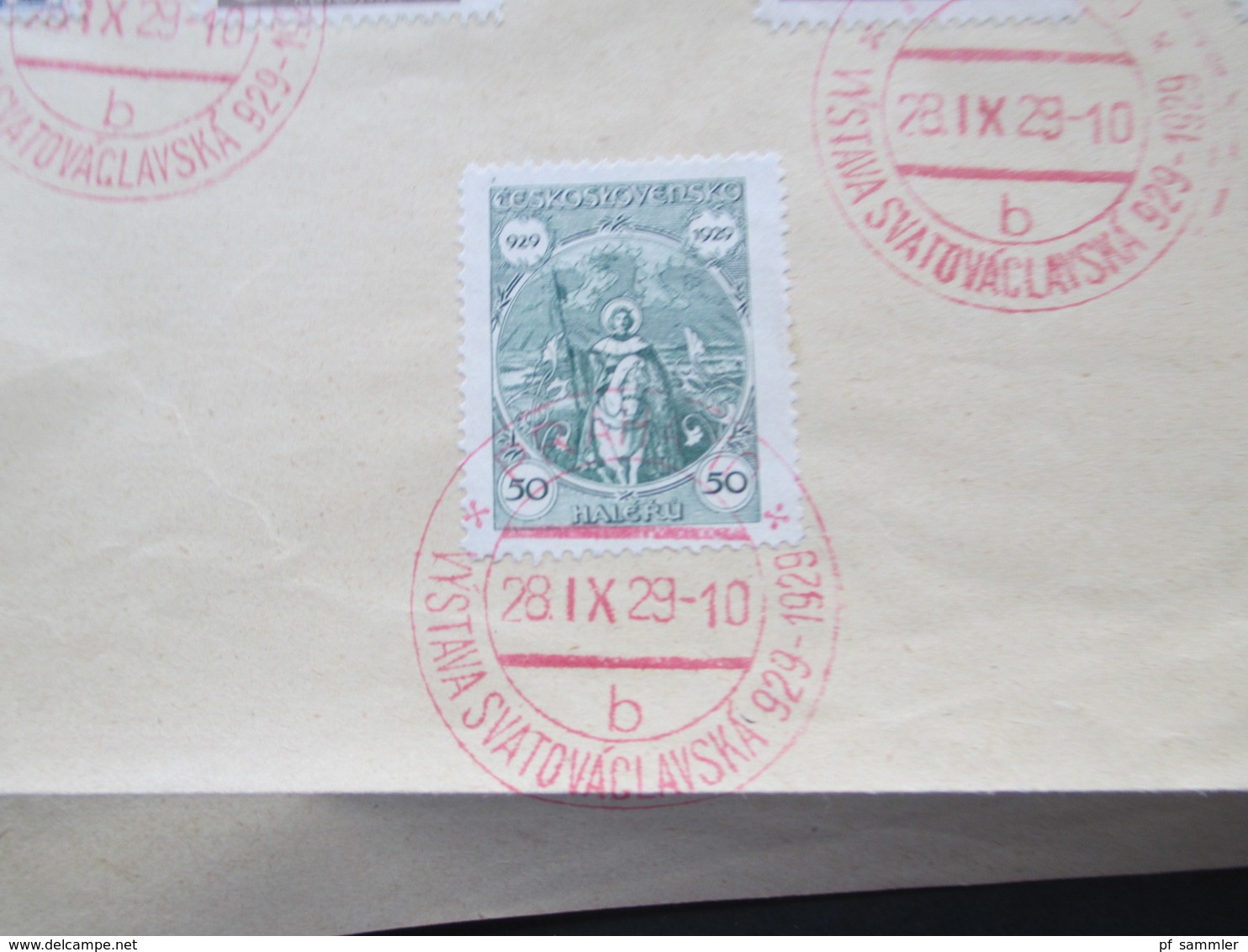 Tschechoslowakei 1929 Roter Sonderstempel Praha 10 Satz Nr. 283 - 287 Auf Einem Telegramm!! - Briefe U. Dokumente