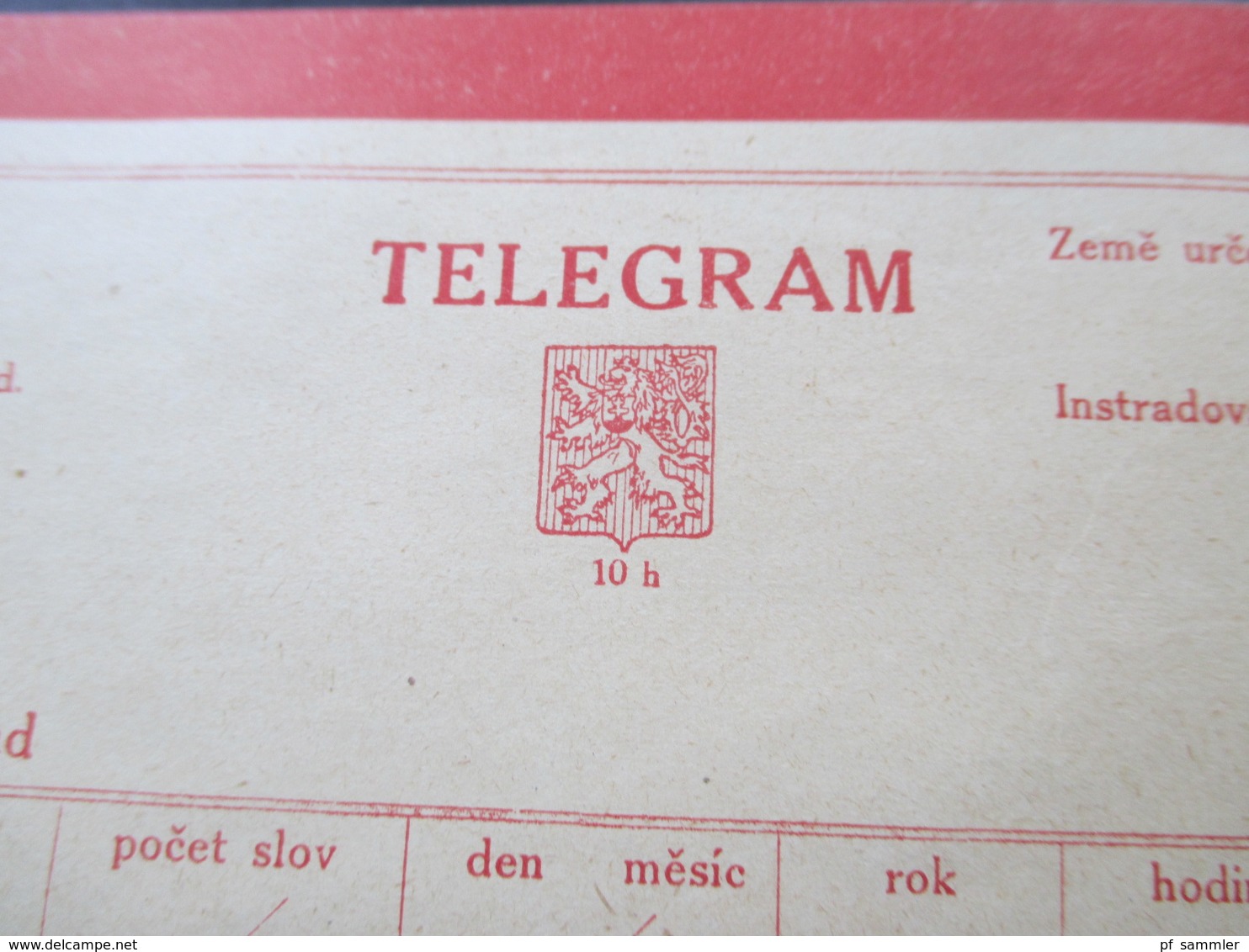 Tschechoslowakei 1929 Roter Sonderstempel Praha 10 Satz Nr. 283 - 287 Auf Einem Telegramm!! - Cartas & Documentos