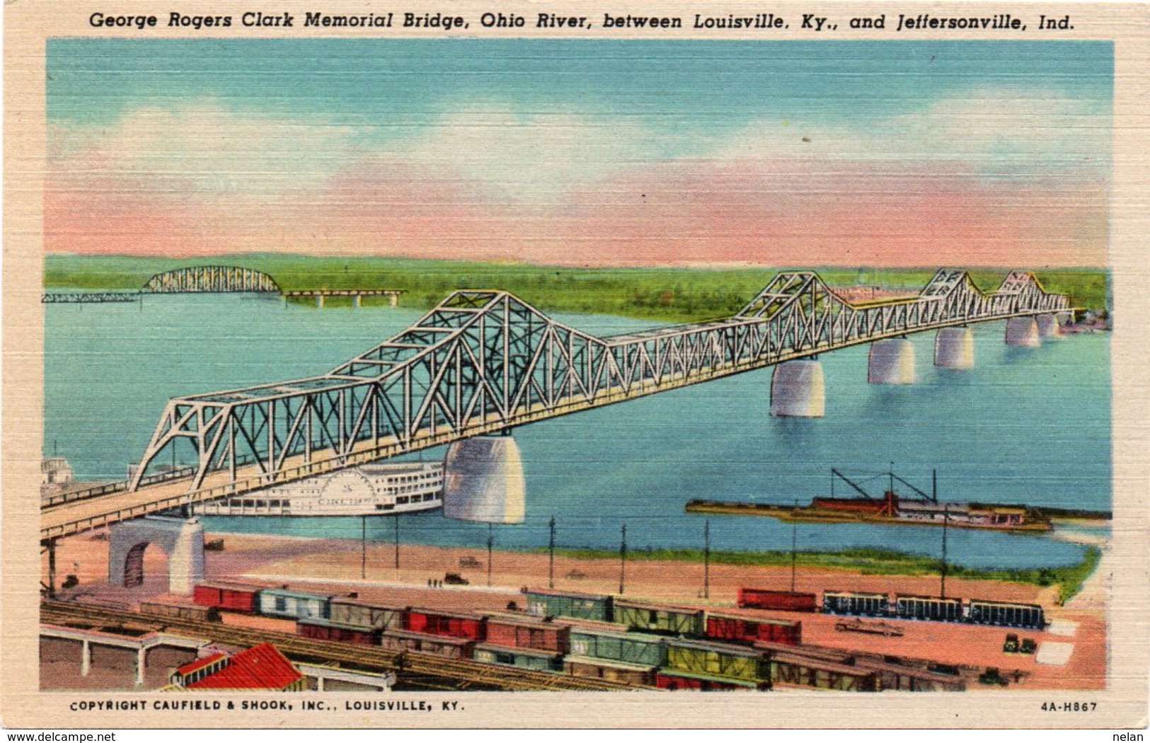 GEORGE ROGERS-CLARK MEMORIAL BRIDGE-OHIO RIVER BETWEEN LOUISVILLE-AND JEFFERSONVILLE,IND.-NON VIAGGIATA-1950 - Louisville