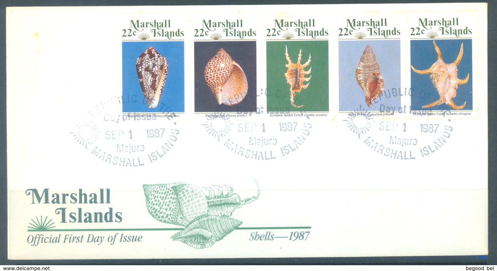 MARSHALL - 1.9.1987 - FDC - SHELLS  - Mi 134-138 Yv 156-160 - Lot 16788 - Marshall