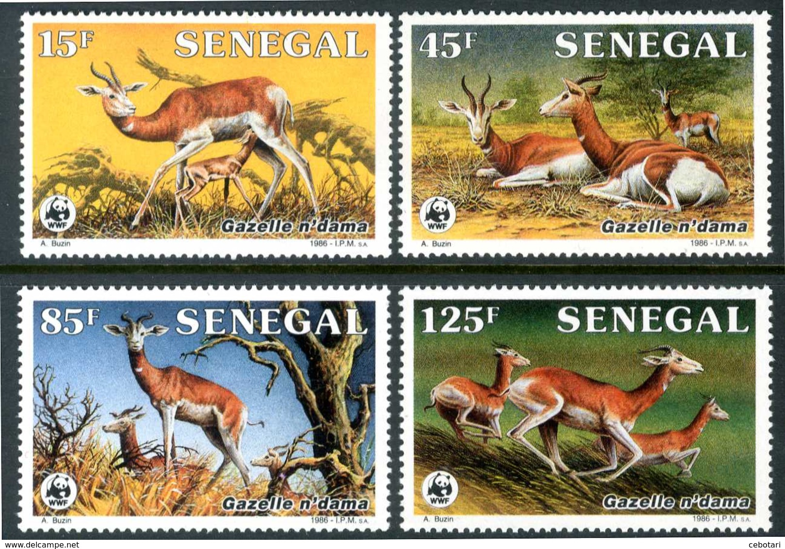 SENEGAL 1986** - Gazelle - "WWF" -  4 Val. MNH, Come Da Scansione. - Selvaggina