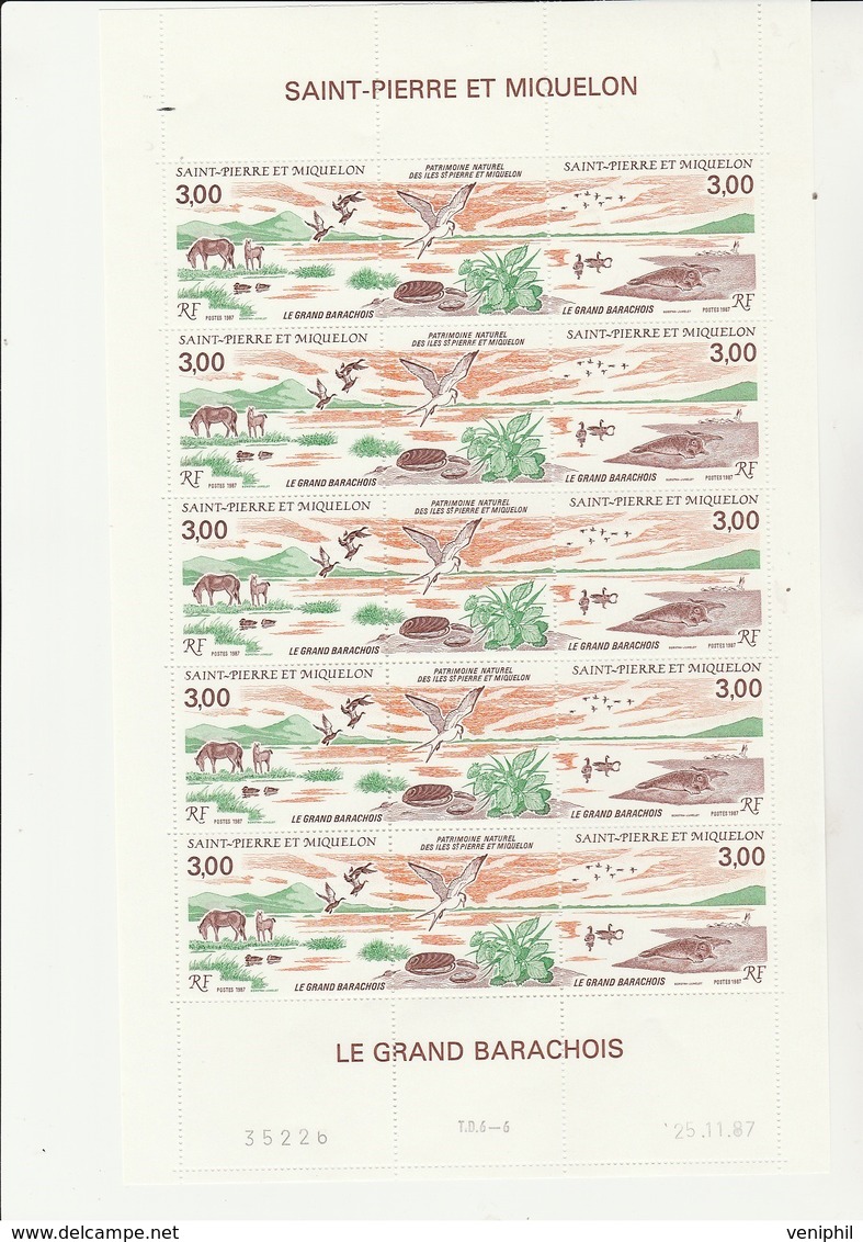 ST PIERRE ET MIQUELON - FEUILLET DE 5 TRIPTYQUES NEUF XX N° 485 A -ANNEE 1987 - COTE : 27 € - Blocchi & Foglietti