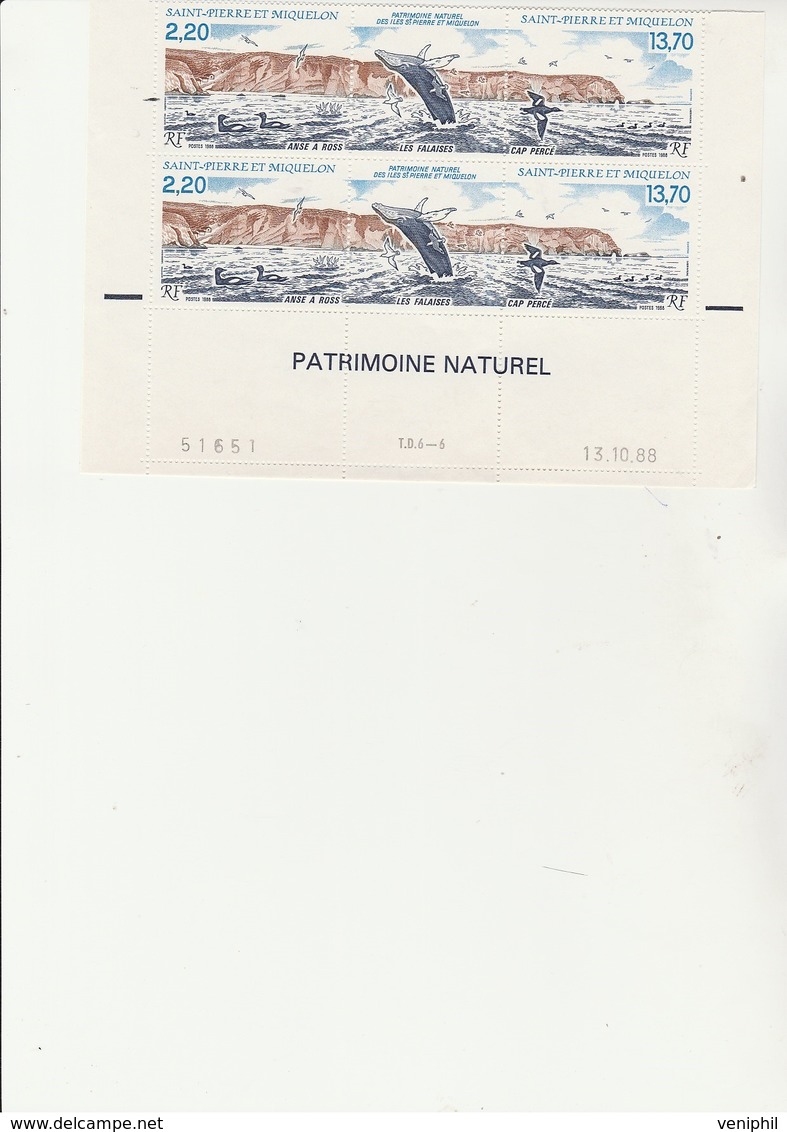 ST PIERRE ET MIQUELON -  2 TRIPTYQUES NEUF XX N° 495 A -ANNEE 1988- COTE : 18,40 € - Hojas Y Bloques