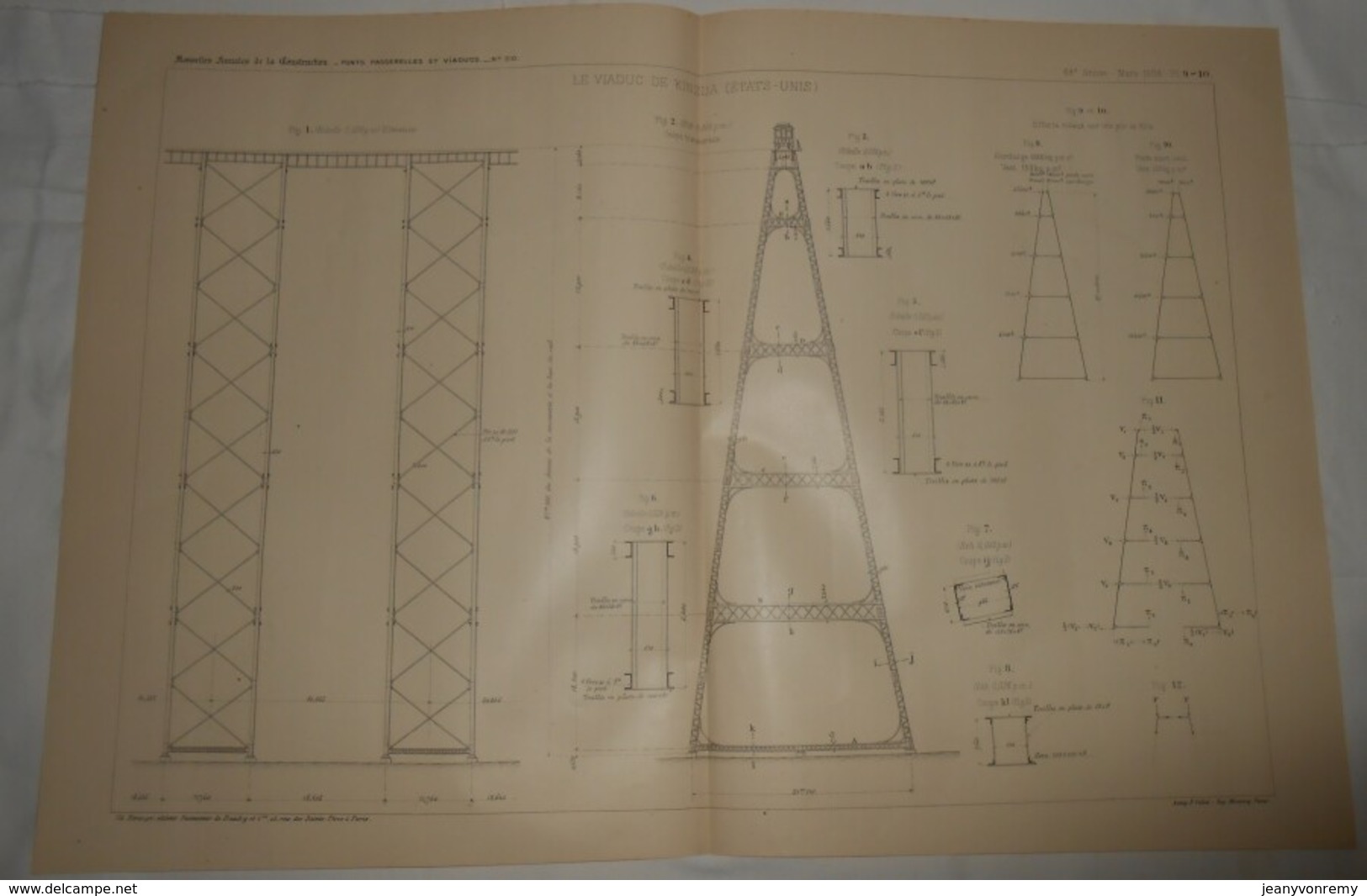 Plan Du Viaduc De Kinzua Aux Etats Unis. 1903. - Travaux Publics