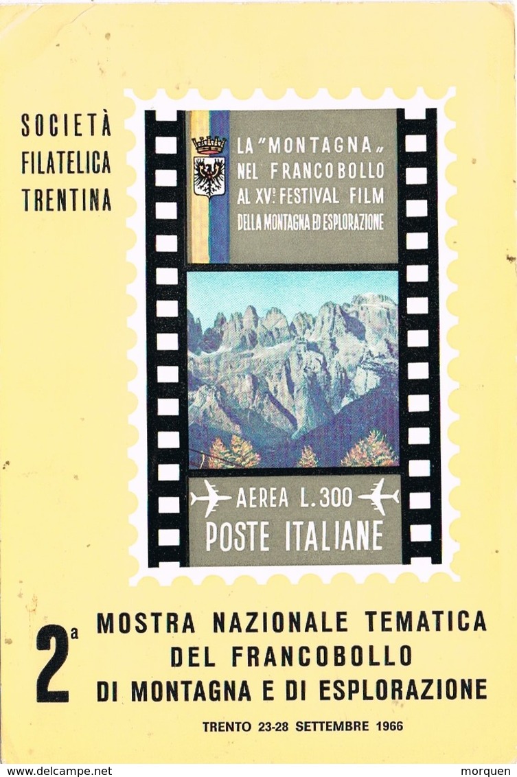 28741. Tarjeta TRENTO 1966. Festival FILM, Cine . Francobollo Di Montagna - 1961-70: Marcofilie