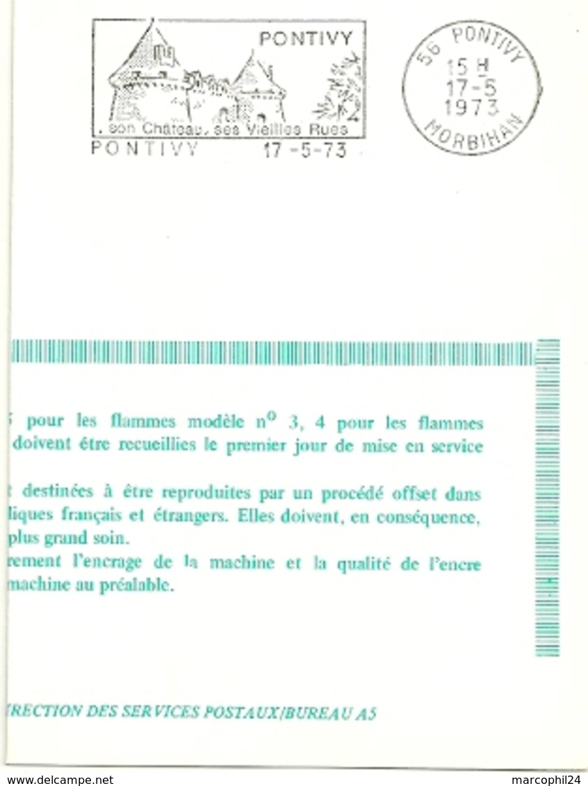 MORBIHAN  - Dépt N° 56 = PONTIVY 1973 = Flamme PREMIER  JOUR =  SECAP Illustrée D'un CHATEAU ' VIEILLES RUES' - Oblitérations Mécaniques (flammes)