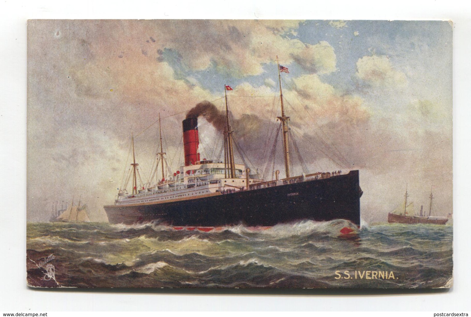 SS Ivernia - Cunard Passenger Liner - Tuck Postcard No. 9106, Used In 1912 - Steamers