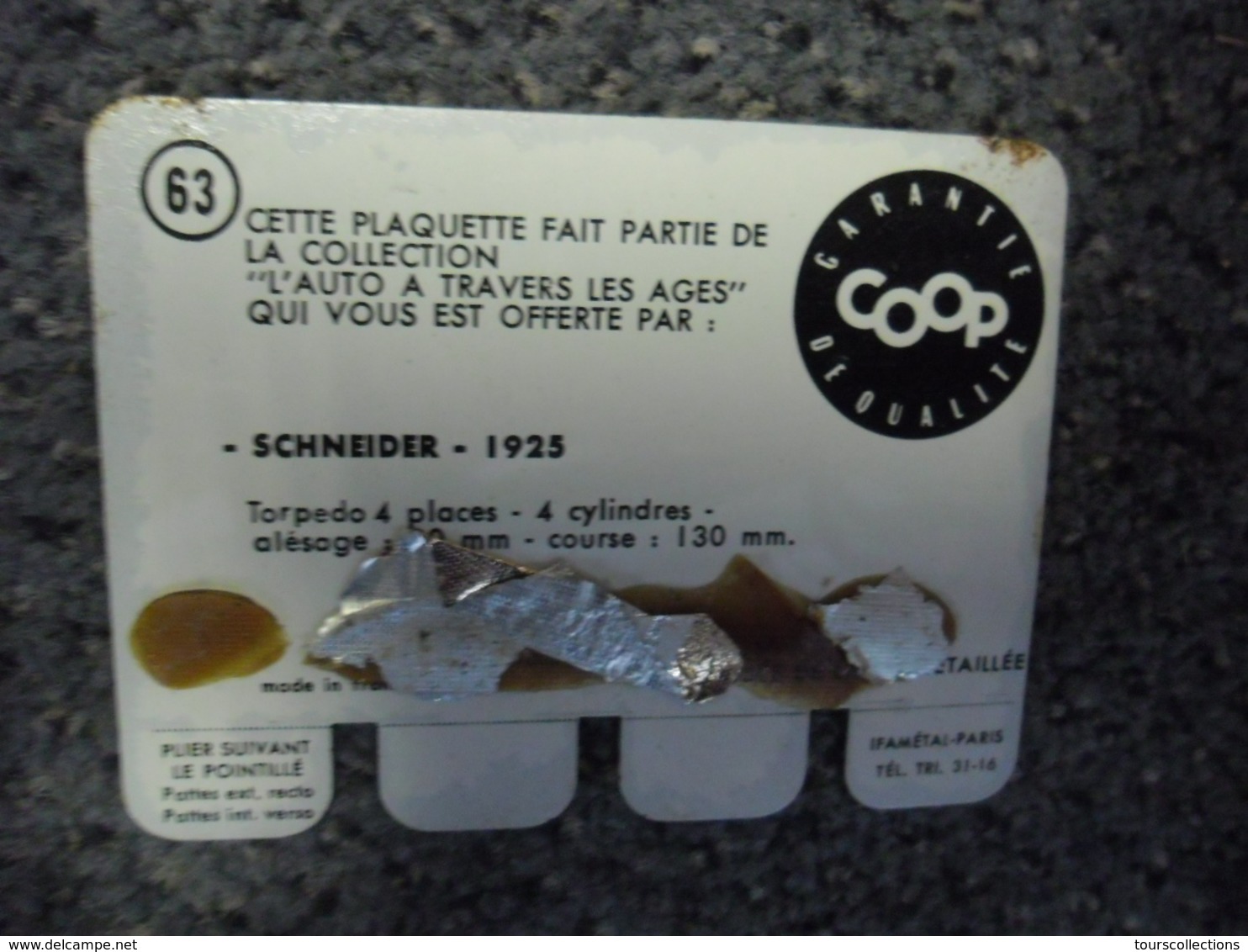N° 63 - PLAQUE METAL En TOLE SCHNEIDER De 1925 - AUTOMOBILE COOP Des Années 60 - Tin Signs (after1960)