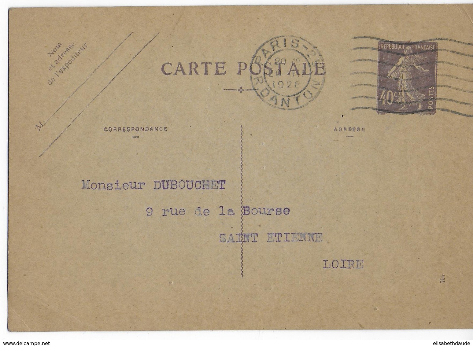 1928 - CARTE ENTIER TYPE SEMEUSE - REPIQUAGE LIBRAIRIE GAUTHIER-VILLARS à PARIS - AK Mit Aufdruck (vor 1995)