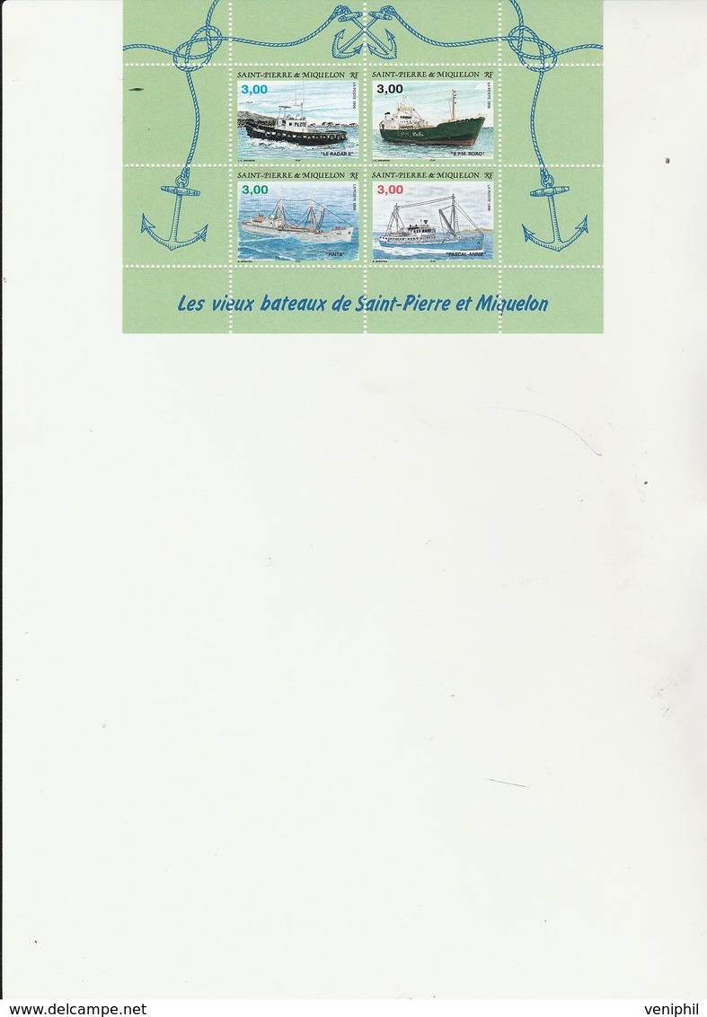 ST PIERRE ET MIQUELON - BLOC FEUILLET N° 5 NEUF XX - ANNEE 1996 - VIEUX BATEAUX - - Blocks & Sheetlets