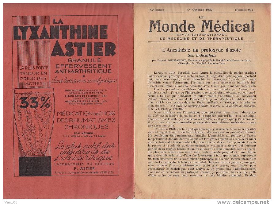 MAGAZINE, MEDICAL WORLD, FRENCH LANGUAGE, NR904/01.10.1937, AVIATION, KING CHARLES II STAMPS, 1937, ROMANIA - 1900 - 1949