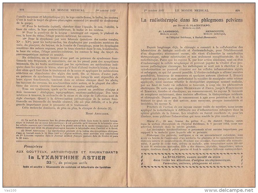 MAGAZINE, MEDICAL WORLD, FRENCH LANGUAGE, NR904/01.10.1937, AVIATION, KING CHARLES II STAMPS, 1937, ROMANIA - 1900 - 1949