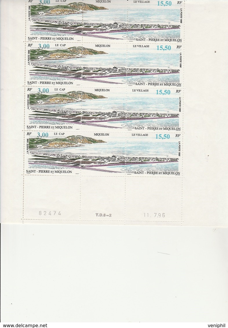 ST PIERRE ET MIQUELON - 4 TRIPTYQUES N° 640 A  - NEUF XX -COTE : 29,80 € - Blocchi & Foglietti