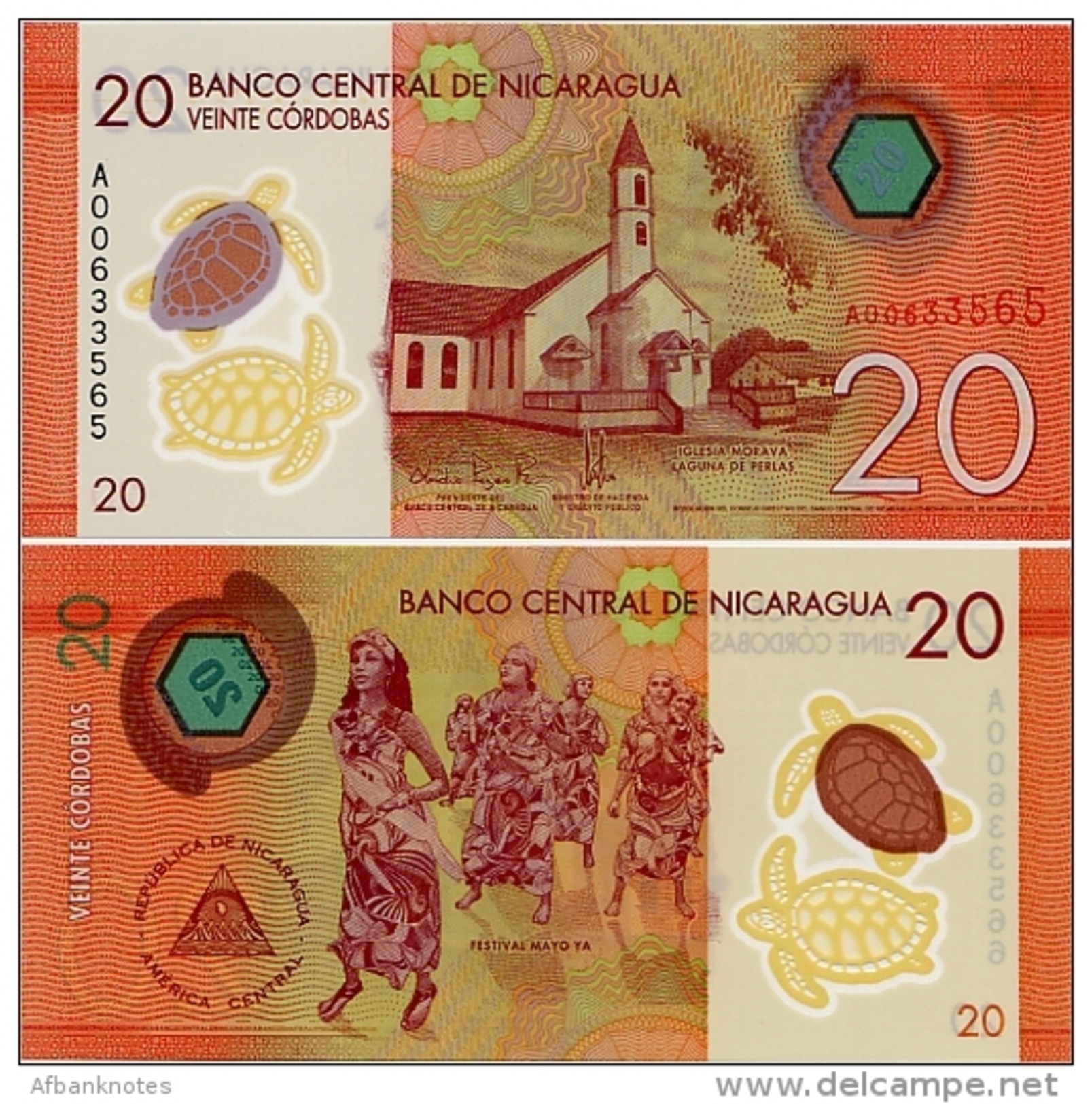 NICARAGUA       20 Cordobas       P-211       L. 26.3.2014 (2015)       UNC - Nicaragua